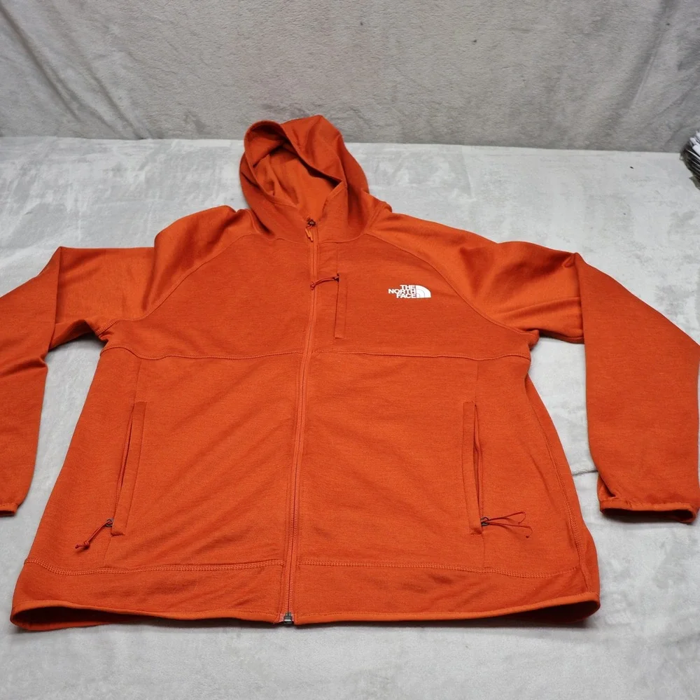 North Face Canyonlands Hoodie Mens Large Orange Fleece Full Zip Outdoor Gorpcore